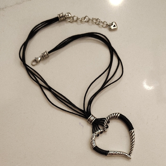 Brighton Heritage Heart Black Corded Pendant Necklace - Picture 1 of 8